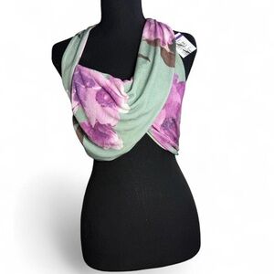 JLUXLABEL Floral Multi-Way Wrap Halter Top Purple & Sage Green Size Large NWT